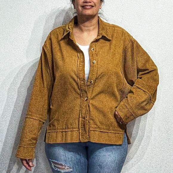 Free People Bronze Full Moon Cord Top Sz S - Picture 1 of 13